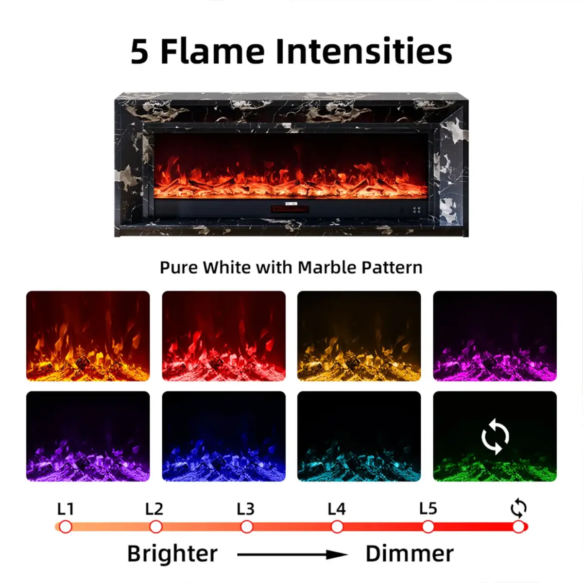 Valoria Black Marble Electric Fireplace with 60 Inch Lumera Insert 8 Valoria Black Marble Electric Fireplace with 60 Inch Lumera Insert - Image 8