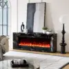 Valoria Black Marble Electric Fireplace with 60 Inch Lumera Insert - Image 12