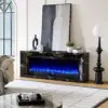 Valoria Black Marble Electric Fireplace with 60 Inch Lumera Insert - Image 4