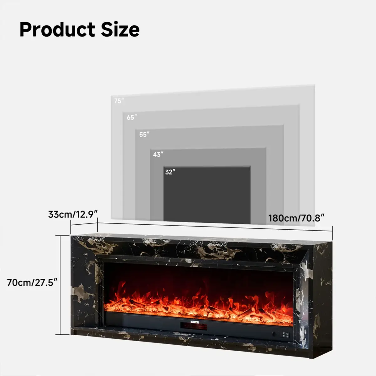 Valoria Black Marble Electric Fireplace with 60 Inch Lumera Insert 11 Valoria Black Marble Electric Fireplace with 60 Inch Lumera Insert - Image 11