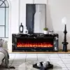 Valoria Black Marble Electric Fireplace with 60 Inch Lumera Insert - Image 10
