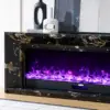 Valoria Black Marble Electric Fireplace with 60 Inch Lumera Insert - Image 3