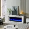 Valoria White Marble Mantel Electric Fireplace with 60 Inch Lumera Insert - Image 7
