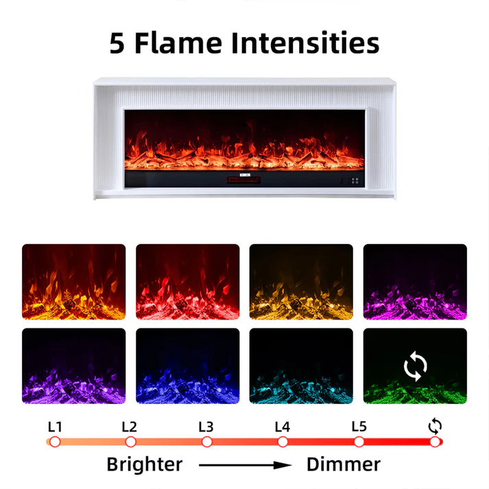 Aurevia White Mantel Electric Fireplace Suite with 60 Inch Lumera Insert 7 Aurevia White Mantel Electric Fireplace Suite with 60 Inch Lumera Insert - Image 7