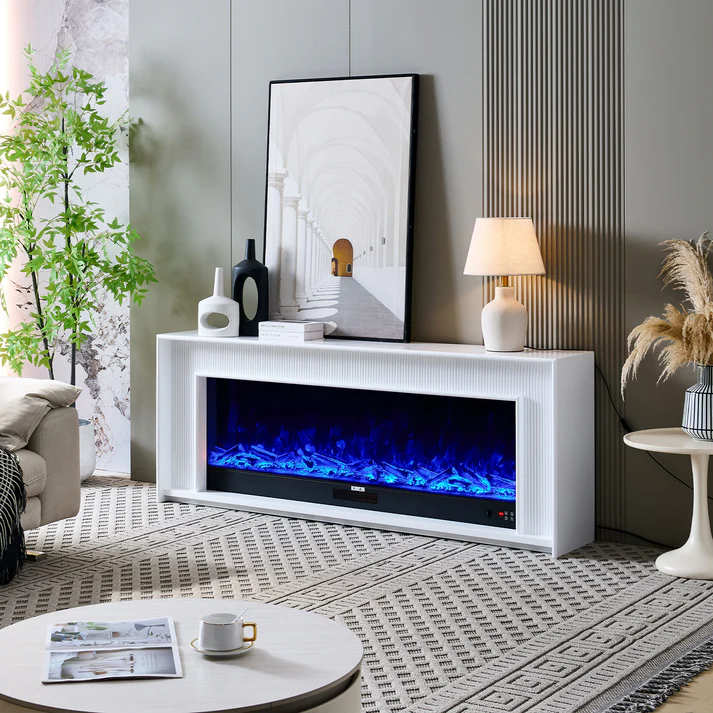 Aurevia White Mantel Electric Fireplace Suite with 60 Inch Lumera Insert 2 Aurevia White Mantel Electric Fireplace Suite with 60 Inch Lumera Insert - Image 2