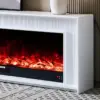 Aurevia White Mantel Electric Fireplace Suite with 60 Inch Lumera Insert - Image 8