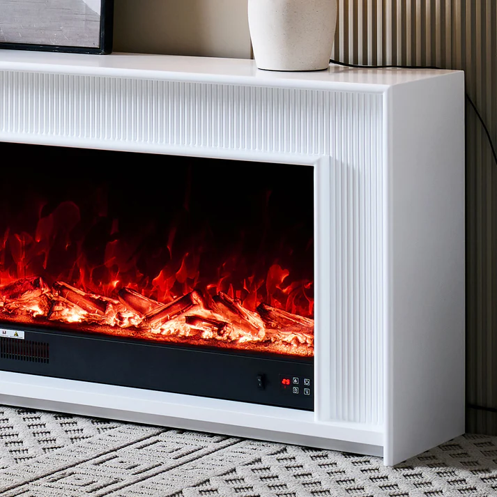 Aurevia White Mantel Electric Fireplace Suite with 60 Inch Lumera Insert 8 Aurevia White Mantel Electric Fireplace Suite with 60 Inch Lumera Insert - Image 8