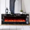 Valoria Black Marble Electric Fireplace with Lumera Insert