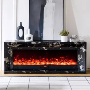 Valoria Black Marble Electric Fireplace with Lumera Insert