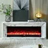 Valoria White Marble Electric Fireplace with Lumera Insert