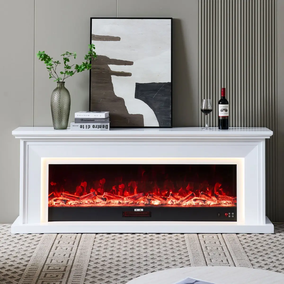 Ashbury White Mantel Electric Fireplace Suite with Orion Insert
