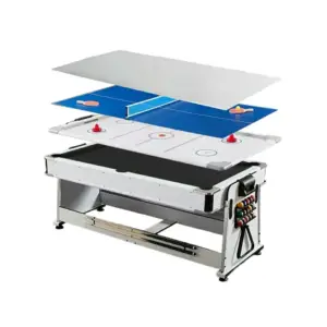 All In One Pool Tables 228 6FT 4-in-1 Convertible Game Table with Air Hockey Pool Table Tennis and Dining Table
