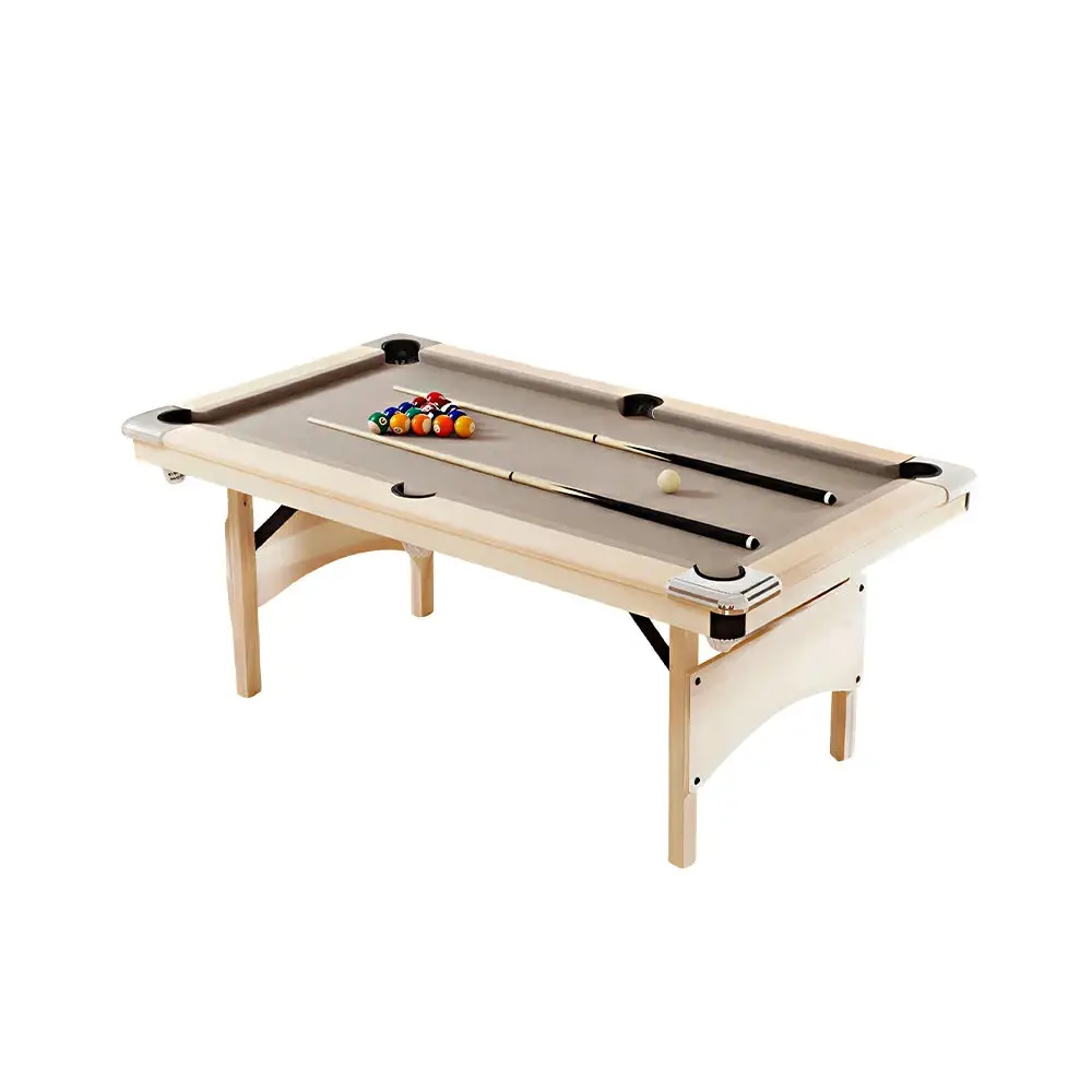 Asher Compact 3-in-1 Pool Table with foldable solid wood frame and grey billiard cloth