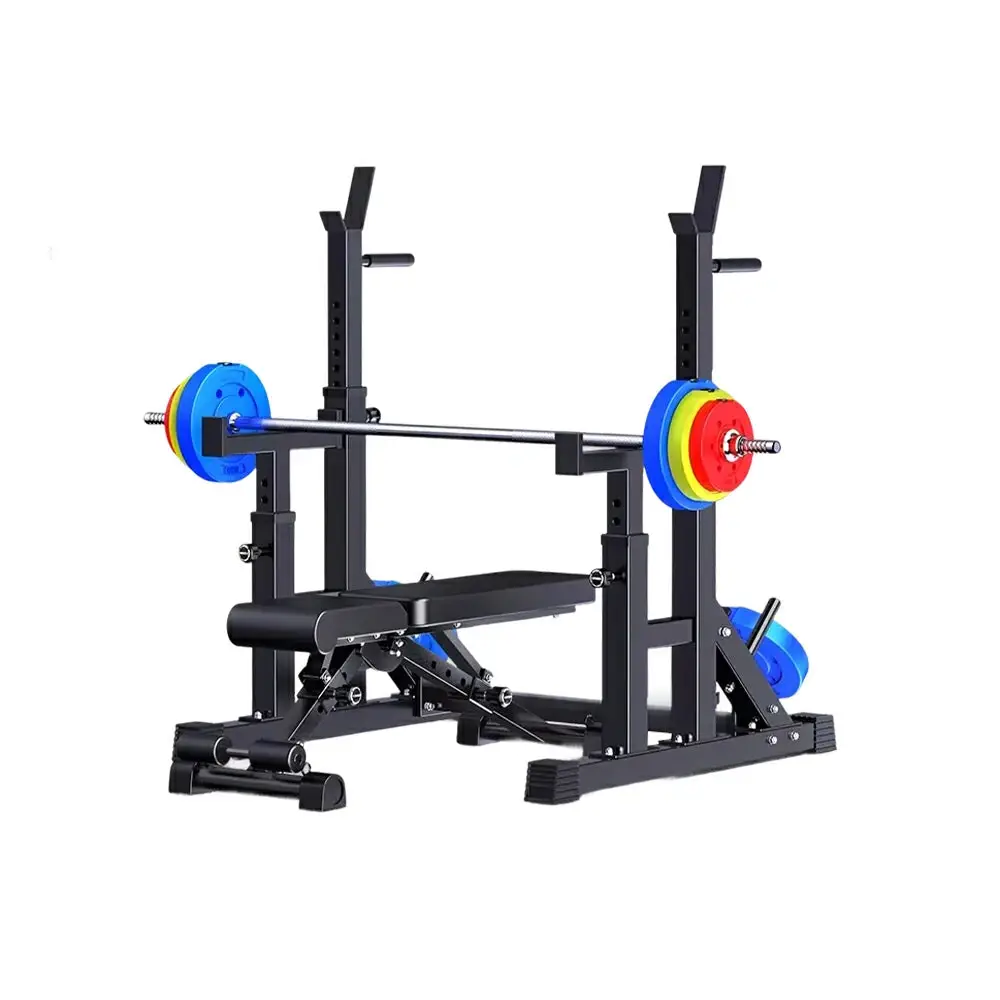 FITPRO Adjustable Squat Rack Barbell Stand Foldable 350kg Capacity with 50kg Colour Eco Barbell Home Gym Training - Black 1 FITPRO Adjustable Squat Rack Barbell Stand Foldable 350kg Capacity with 50kg Colour Eco Barbell Home Gym Training - Black