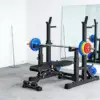 FITPRO Adjustable Squat Rack Barbell Stand Foldable 350kg Capacity with 50kg Colour Eco Barbell Home Gym Training - Black - Image 8
