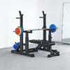 FITPRO Adjustable Squat Rack Barbell Stand Foldable 350kg Capacity with 50kg Colour Eco Barbell Home Gym Training - Black - Image 4