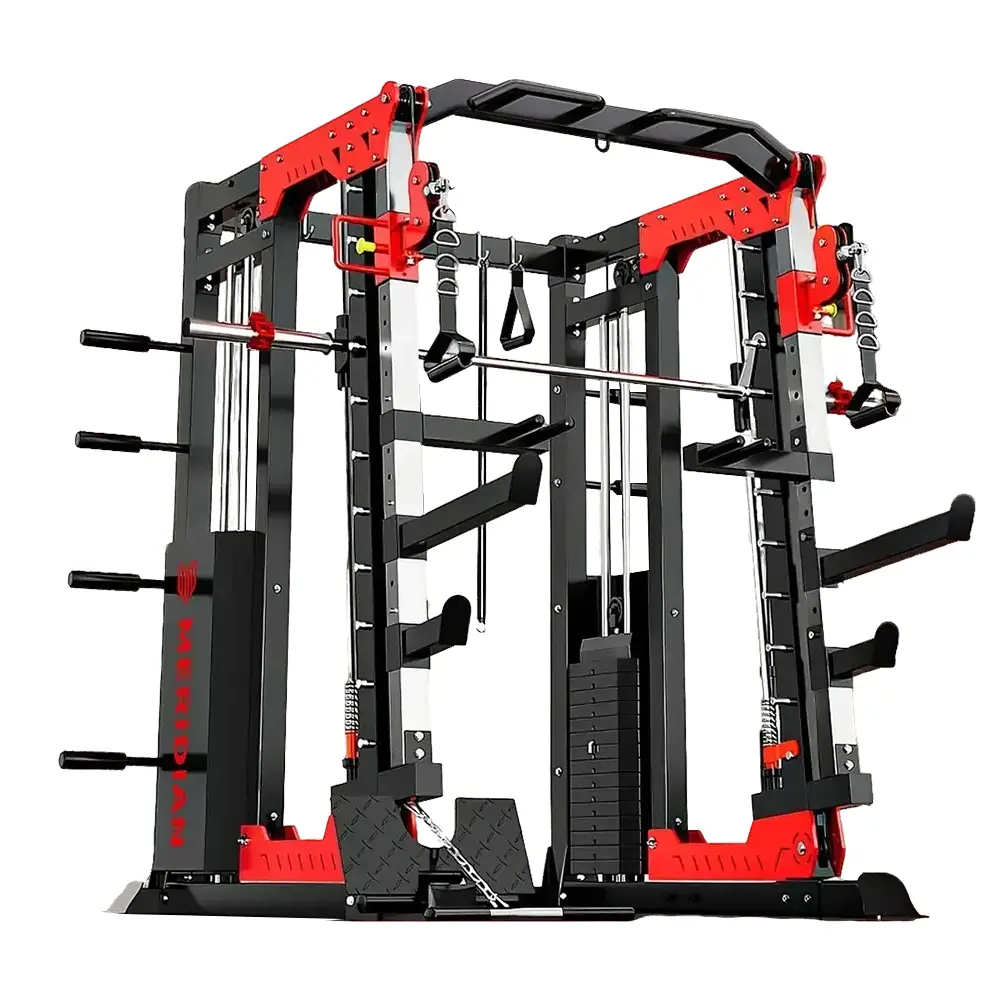 MERIDIAN 007 Smith Machine Home Gym 800kg Power Rack Squat Cage with Bench Olympic Barbell and Weight Plates