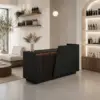 VARENA 120/180cm Modern Reception Counter with LED Lighting and Storage for Retail Store & Salon - Black Slatted, Left Raised Counter - Image 3
