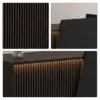 VARENA 120/180cm Modern Reception Counter with LED Lighting and Storage for Retail Store & Salon - Black Slatted, Left Raised Counter - Image 4