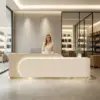 ELVORA 120/180cm Curved Reception Desk with Partitioned Storage - Image 2