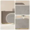 ELVORA 120/180cm Curved Reception Desk with Partitioned Storage - Coffee Wood Grain & Grey - Image 6