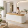 ELVORA 120/180cm Modern Office Reception Counter with Integrated LED Lighting - Image 2