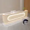 ARVENA Simple Style Reception Desk with LED Lighting - Off-White - Image 3