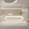 ARVENA Simple Style Reception Desk with LED Lighting - Off-White - Image 2