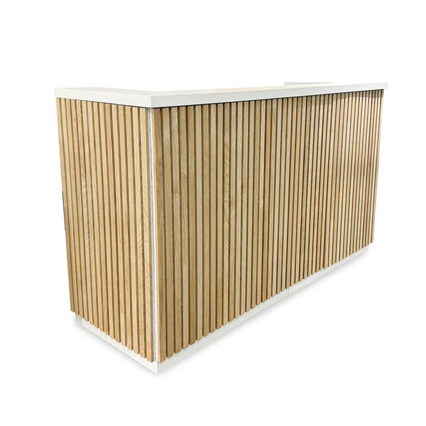 KENTO Reception Desk – Timber Slat Acoustic, 180cm & 240cm 3 KENTO Reception Desk – Timber Slat Acoustic, 180cm & 240cm - Image 3