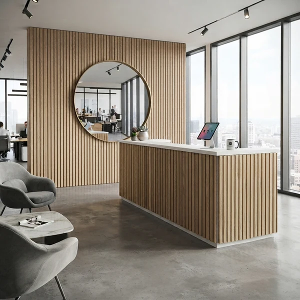 KENTO Reception Desk – Timber Slat Acoustic, 180cm & 240cm 12 KENTO Reception Desk – Timber Slat Acoustic, 180cm & 240cm - Image 12