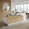 HELMER Reception Desk – Oak & White - Image 3