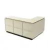VARENA L-shaped reception desk with storage in travertine and black