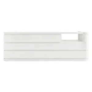 white curved reception counter