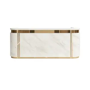 ELVORA modern curved reception desk with LED lighting