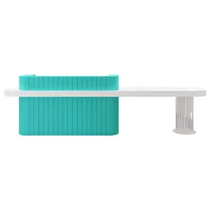 Tiffany blue and white fluted reception desk