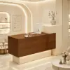 VARENA 120/180cm Small Reception Counter with Raised Side Cabinet - Almond Cream & Walnut - Image 5
