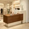 VARENA 120/180cm Small Reception Counter with Raised Side Cabinet - Almond Cream & Walnut - Image 3