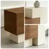 VARENA 120/180cm Small Reception Counter with Raised Side Cabinet - Almond Cream & Walnut - Image 6