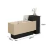VARENA 120/180cm Reception Counter Desk with Raised Side Cabinet - Black & Faux Travertine - Image 7