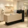 VARENA 120/180cm Reception Counter Desk with Raised Side Cabinet - Black & Faux Travertine - Image 5