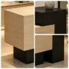VARENA 120/180cm Reception Counter Desk with Raised Side Cabinet - Black & Faux Travertine - Image 6