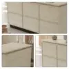 VARENA 120/180cm L-Shaped Reception Desk with Storage - Travertine with Black Base, Left Corner - Image 6
