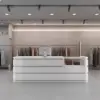 ELVORA 120/180cm Curved Reception Counter with Raised Countertop & Storage – White - Image 2