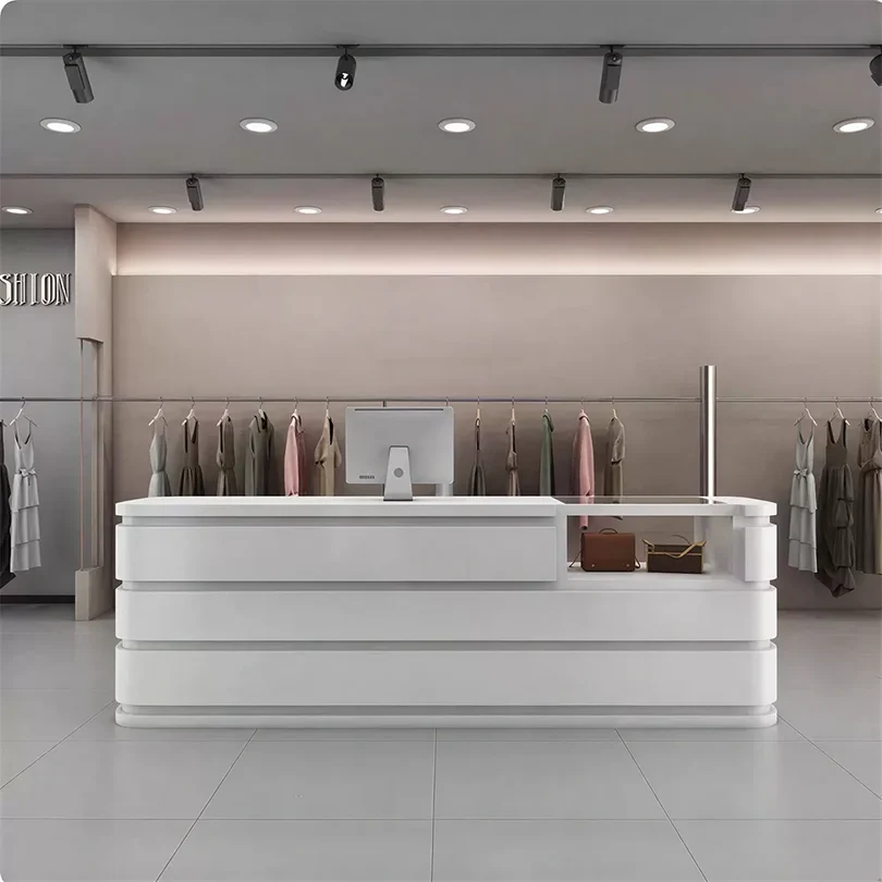 ELVORA 120/180cm Curved Reception Counter with Raised Countertop & Storage – White 2 ELVORA 120/180cm Curved Reception Counter with Raised Countertop & Storage – White - Image 2