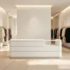 ELVORA 120/180cm Curved Reception Counter with Raised Countertop & Storage – White - Image 4