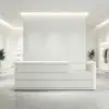 ELVORA 120/180cm Curved Reception Counter with Raised Countertop & Storage – White - Image 6