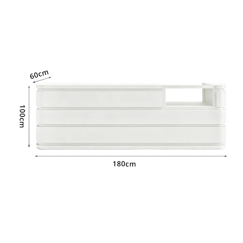 ELVORA 120/180cm Curved Reception Counter with Raised Countertop & Storage – White 7 ELVORA 120/180cm Curved Reception Counter with Raised Countertop & Storage – White - Image 7