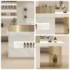 ELVORA 120/180cm Checkout Counter with Marble-Look Finish - Fish Belly White & Gold - Image 3