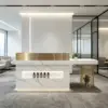 ELVORA 120/180cm Checkout Counter with Marble-Look Finish - Fish Belly White & Gold - Image 5