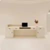 ELVORA Modern Reception Desk with Illuminated Logo - Beige & Natural Wood - Image 3